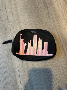 Victoria's Secret Black Cosmetic Pouch with NYC Skyline Graphic